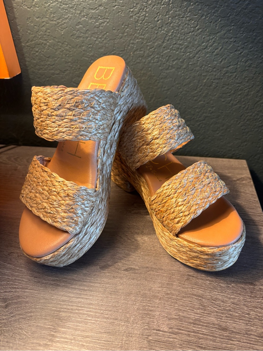 Matisse Beach Braided Platform Slide Sandals - Natural Tan size 6